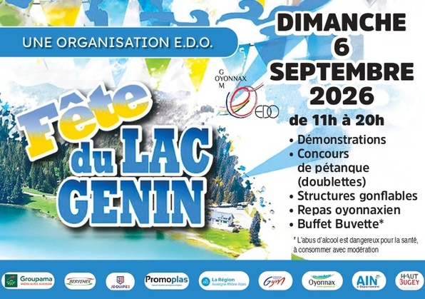 La Fête du Lac Genin revient le dimanche 6 septembre 2026 ! La Fête du Lac Genin revient le dimanche 6 septembre 2026 !