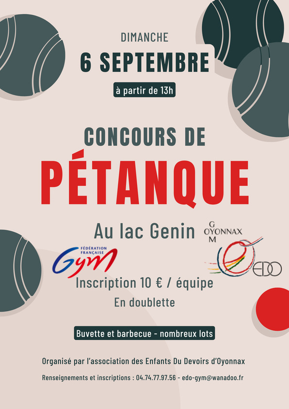 CONCOURS DE PÉTANQUE – LES ENFANTS DU DEVOIR D’OYONNAX (EDO)