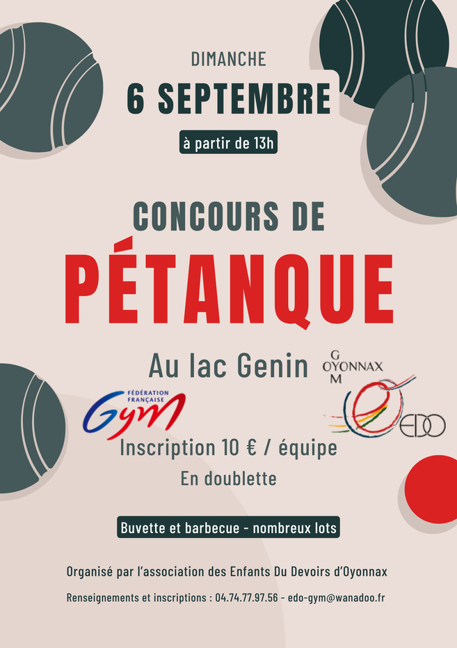 CONCOURS DE PÉTANQUE – LES ENFANTS DU DEVOIR D’OYONNAX (EDO) CONCOURS DE PÉTANQUE – LES ENFANTS DU DEVOIR D’OYONNAX (EDO)
