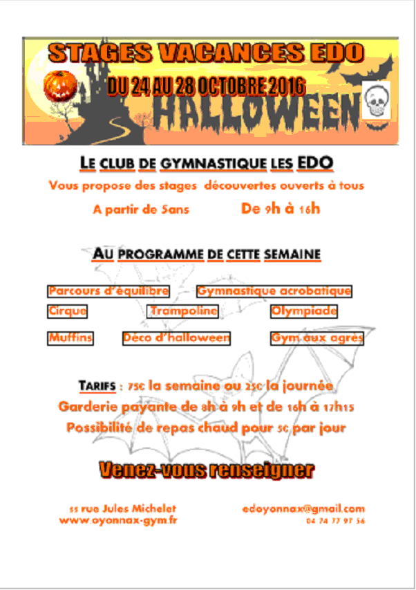 Les stages vacances reprennent en octobre